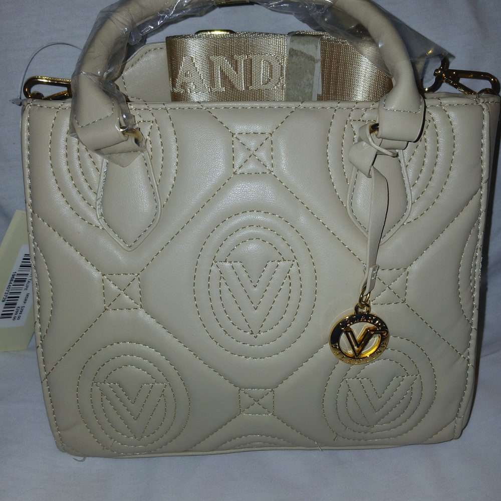 Valentino Orlandi Light Taupe Satchel with Gold Charm